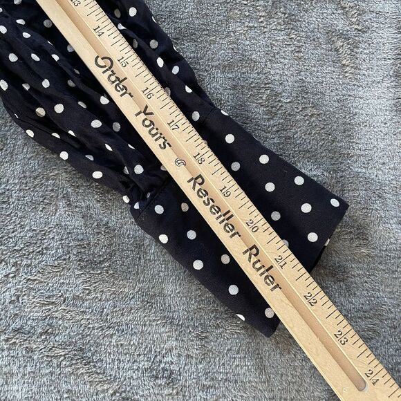 Gerard Darel Blouse 34 US Small Navy White Polka Fit Bow neck tie Button Up - Picture 13 of 13